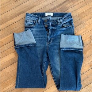 Evereve Dark Blue Skinny Button-Fly Jeans